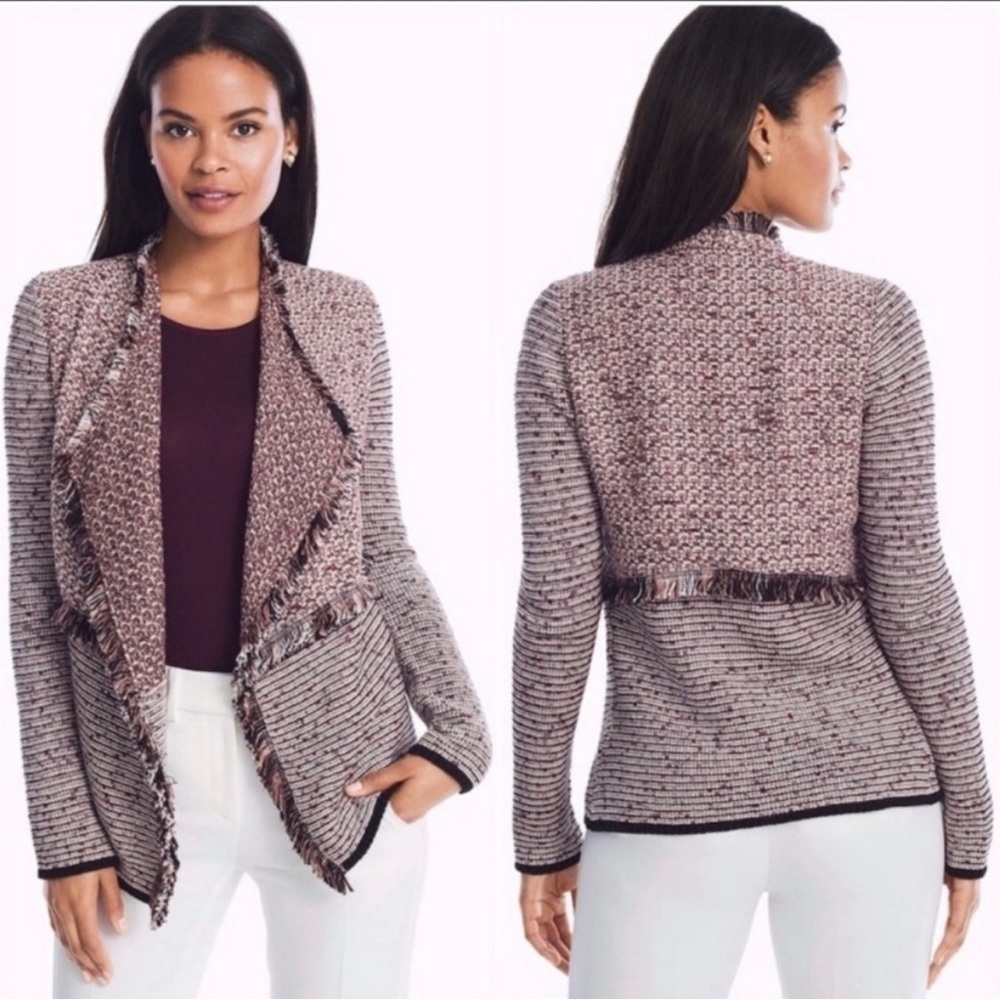 White House Black Market Fringe Knit Cardigan. SP